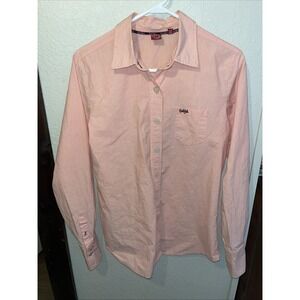 Vtg cruel girl shirt western pink and white stripe size large woman's Button Up